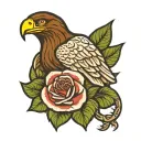 EAGLE ROSE SKULL tattoo design idea
