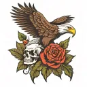 EAGLE ROSE SKULL tattoo design idea