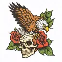 EAGLE ROSE SKULL tattoo design idea