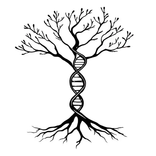 tree with dna strand-shape trunk symbolizing life  tattoo design idea
