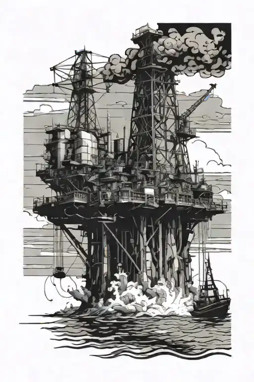 swamp and offshore oil rig tattoo design idea