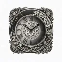 a clock point at 2:10 pm tattoo design idea