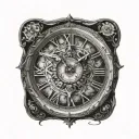 a clock point at 2:10 pm tattoo design idea