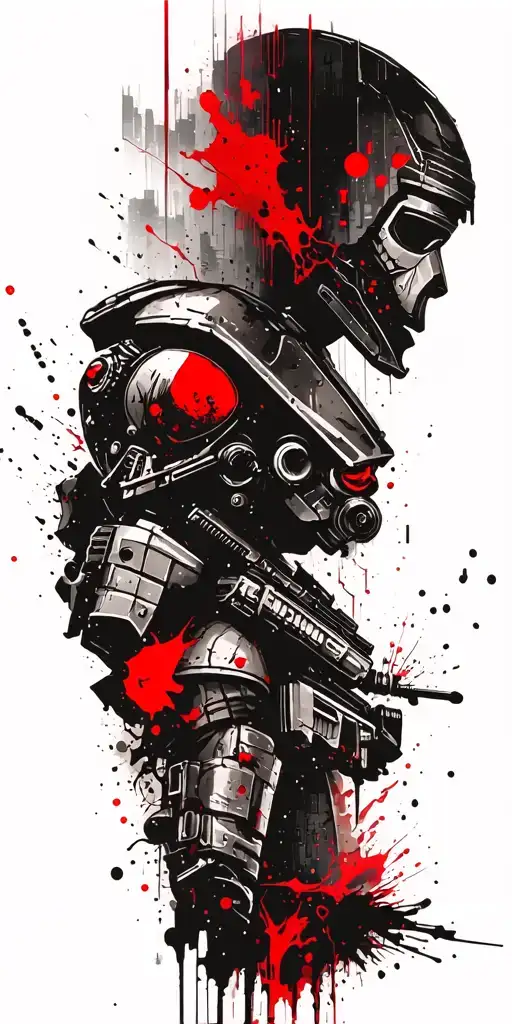 cyberpunk city with warhammer 40k universe tattoo design idea