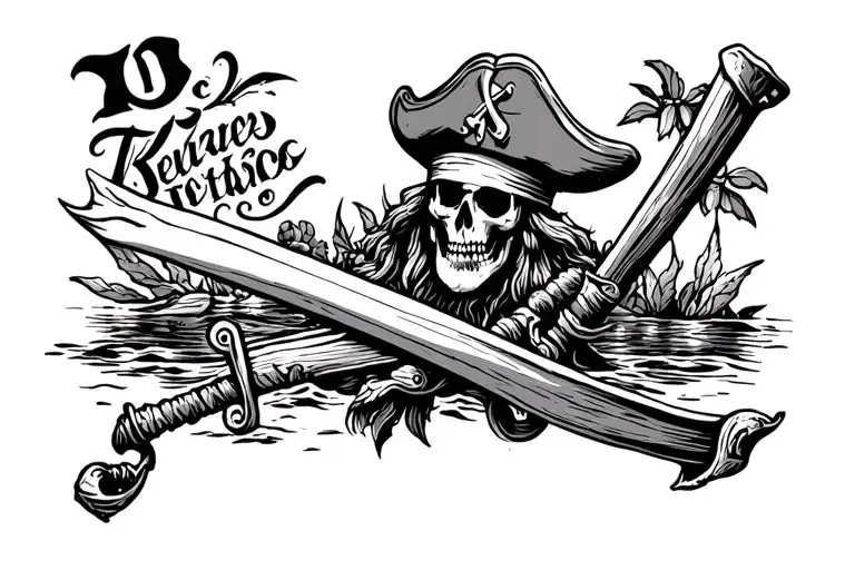 Pirate traditional ink on paper sailor jerry style tattoo design idea