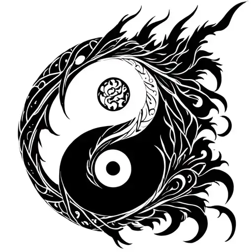 Ouroboros Dragon Yin Yang Symbol Tribal tattoo design idea
