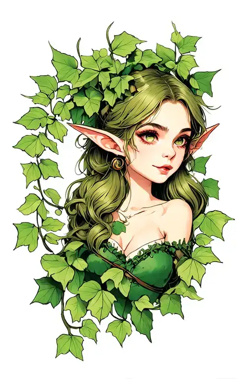 elf in ivy tattoo design idea
