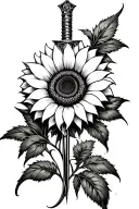 Coverup dagger sunflower tattoo design idea
