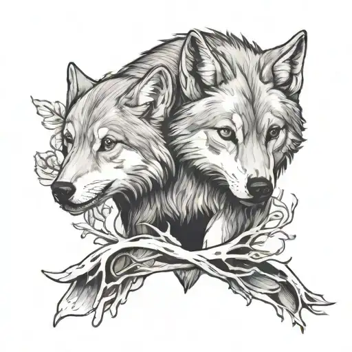 she-wolf protects her cub tattoo design idea