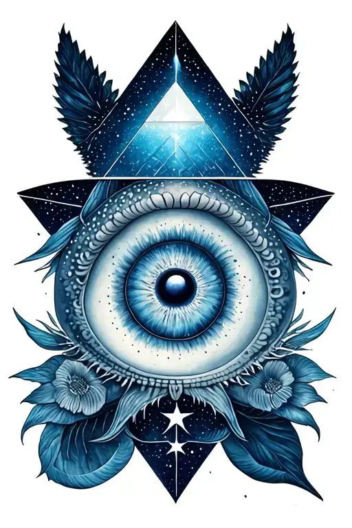Lemurian starseed tattoo with spiral, whale shark markings, Pleiadian star cluster, triangle with third eye" tattoo design idea