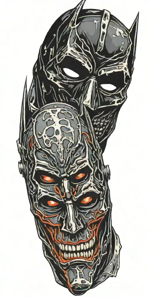 jason friday the 13th mask on skull batman mask on skull tattoo design idea