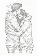 two guys hugging each other tattoo design idea