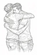 two guys hugging each other tattoo design idea