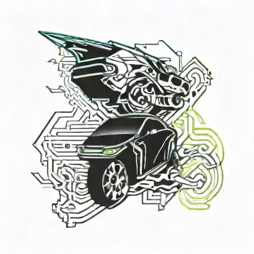 tattoo sketch sleeve in jdm style car drifting on blade tattoo design idea
