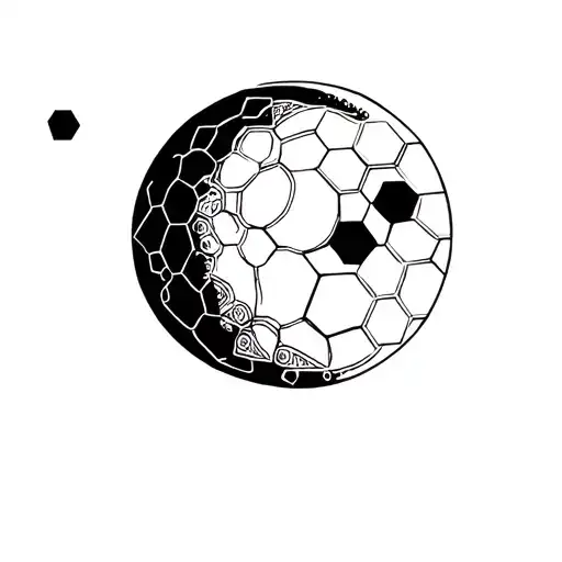 minimalistic moon builded with hexagons tattoo design idea