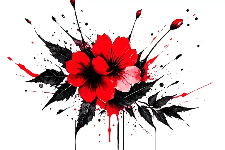 Cloud Japanese Leafs Cherry Blossom tattoo design idea