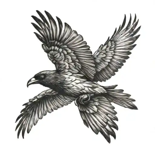 flock crows flying upwards tattoo design idea