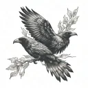 flock crows flying upwards tattoo design idea