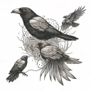 flock crows flying upwards tattoo design idea