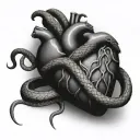 realistic heart with snakes instead of veins tattoo design idea