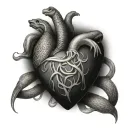 realistic heart with snakes instead of veins tattoo design idea