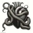 realistic heart with snakes instead of veins tattoo design idea