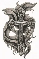 Christian Cross with name John integrated in it tattoo design idea