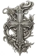 Christian Cross with name John integrated in it tattoo design idea