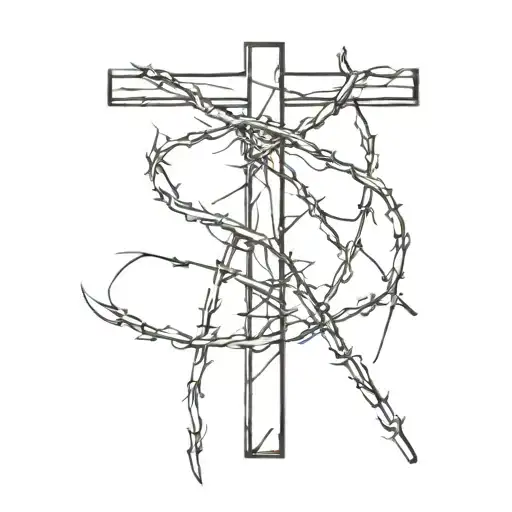 bloody cross wrapped in barbed wire  tattoo design idea