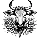 wheat bundle and cow head tattoo design idea