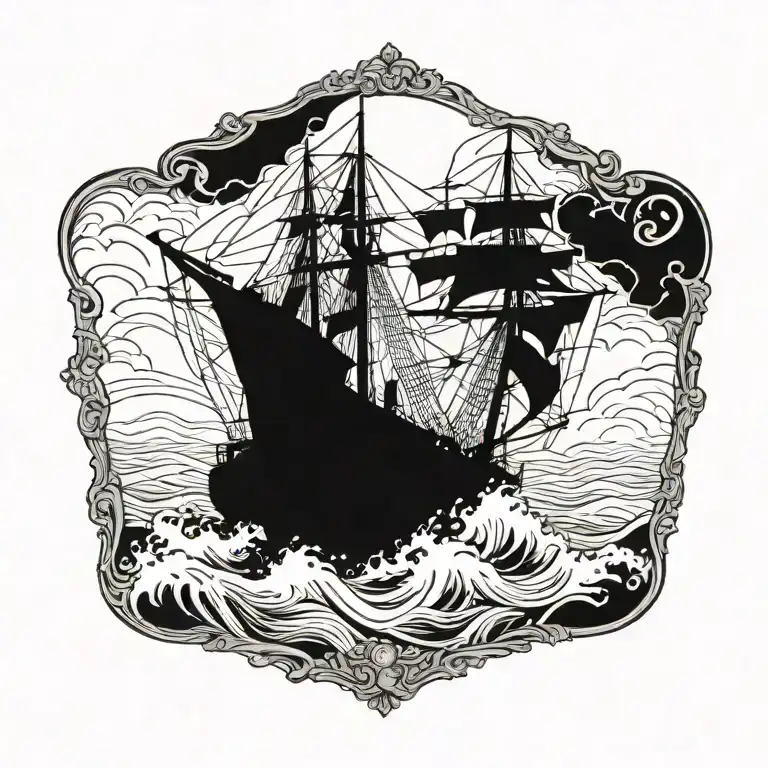 boat 18th century tattoo design idea
