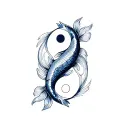 two koi fish yin yang symbol intertwined tattoo design idea