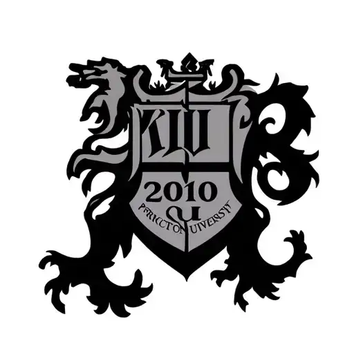 very plain Princeton University crest with 2010 in roman numerals tattoo design idea
