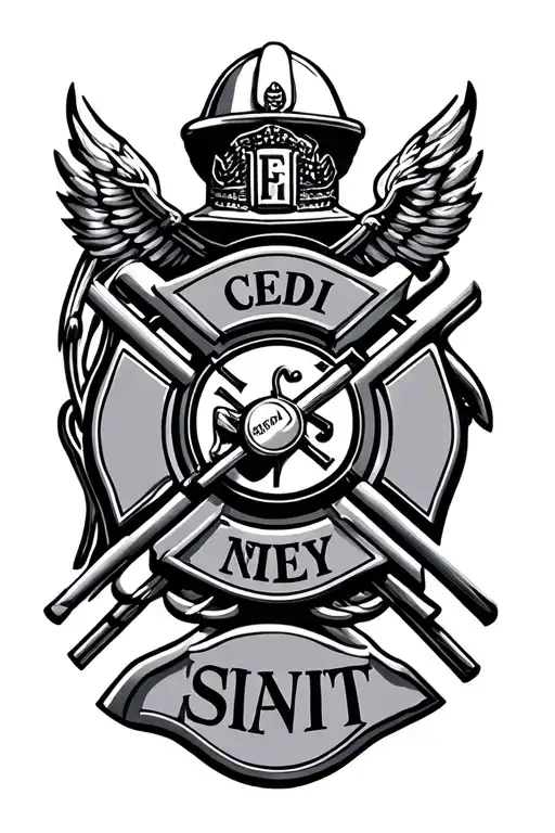 navy firefighter emblem tattoo design idea