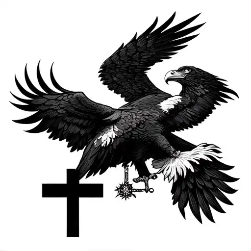 Russian imperial eagles non Orthodox cross tattoo design idea