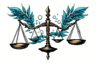 underwater scene with Libra scales intertwined tattoo design idea