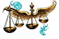 underwater scene with Libra scales intertwined tattoo design idea