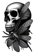 dragonfly skull tattoo design idea