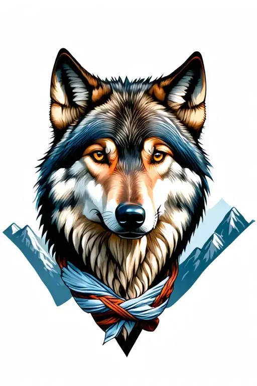 wolf tied into mountains  tattoo design idea