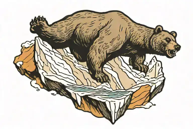 bear climbing iceberg tattoo design idea