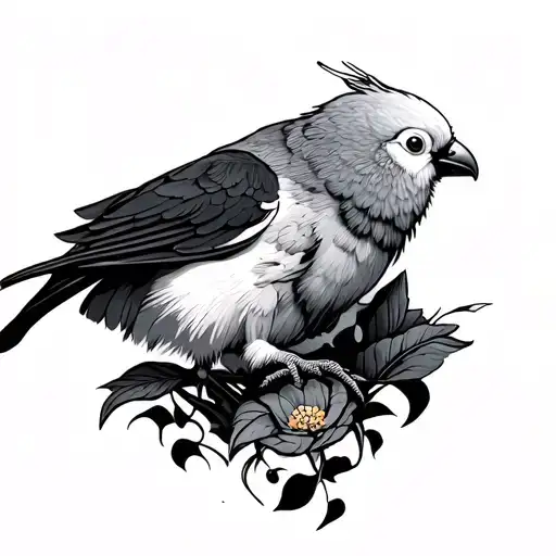 windmil and cokatoo tattoo design idea