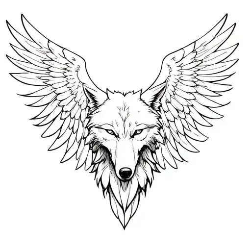 full wolf body with eagle wings tattoo design idea