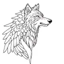 full wolf body with eagle wings tattoo design idea