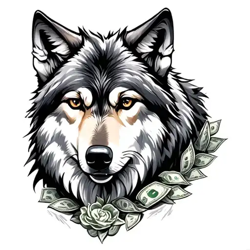 Wolf love success money happiness family tattoo design idea