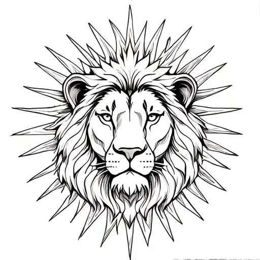 lion with sun design incorporated into one  tattoo design idea
