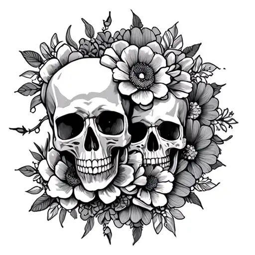 mandala design with flowers and skulls tattoo design idea
