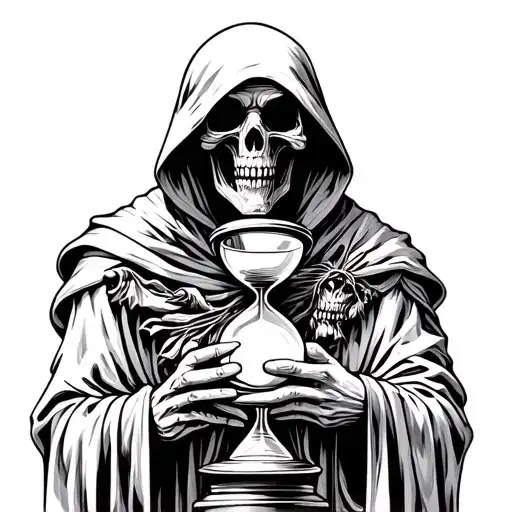 grim reaper holding hourglass tattoo design idea