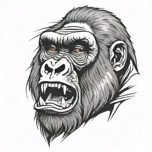 gorilla's face screaming for max effort tattoo design idea