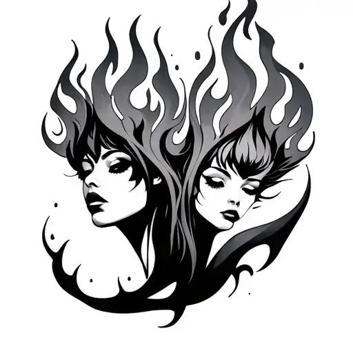 Metanoia flame twins tattoo design idea