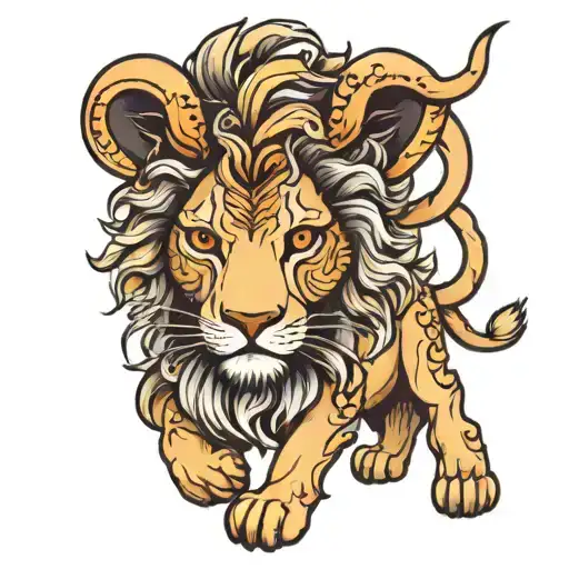 lion lamb tattoo design idea